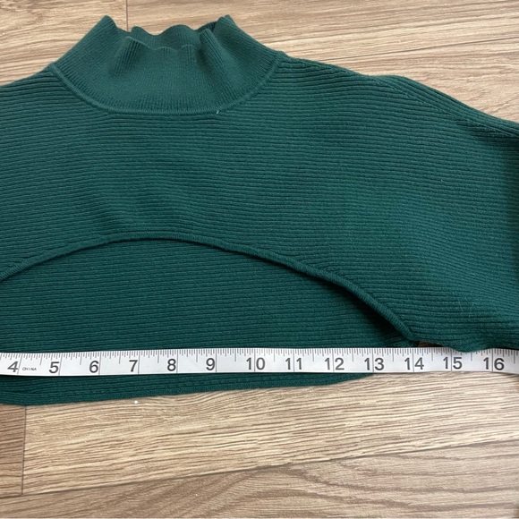 Banana Republic Green Ribbed Mock Neck Bolero Sleeves Shrug Sweater - Picture 7 of 8